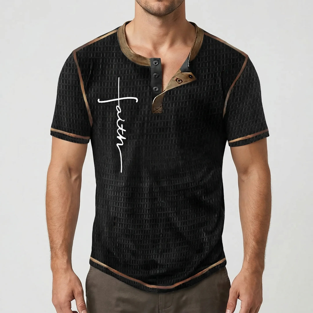 Wafflox - Colorblock Waffle Knit Short Sleeve Shirt