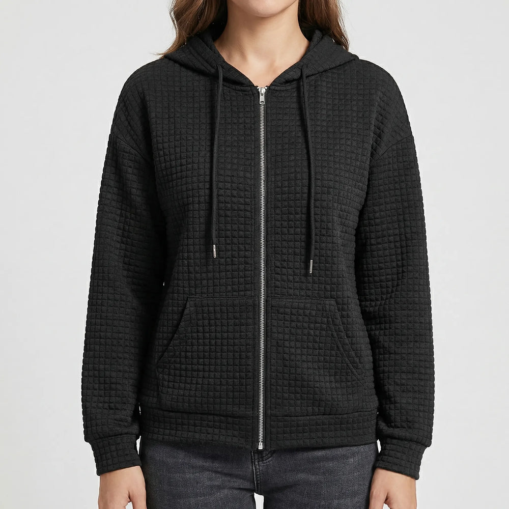 Wafflux - Full-Zip Waffle-Knit Hooded Jacket