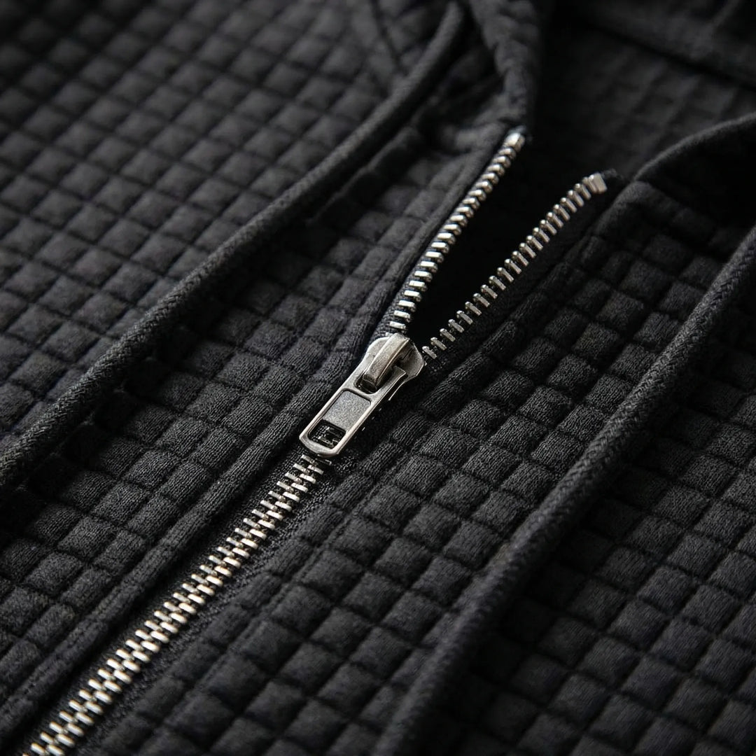 Wafflux - Full-Zip Waffle-Knit Hooded Jacket