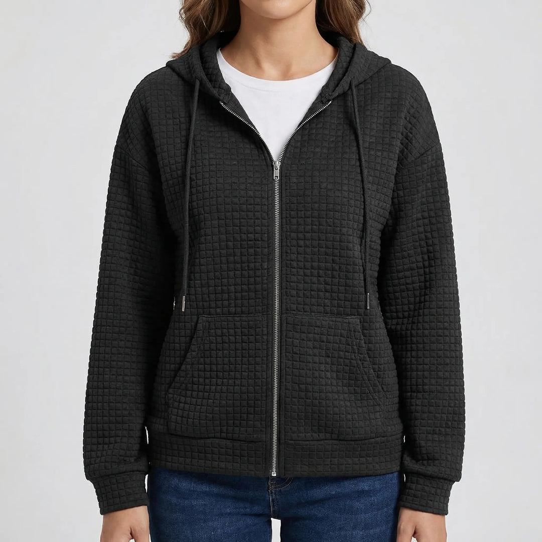 Wafflux - Full-Zip Waffle-Knit Hooded Jacket