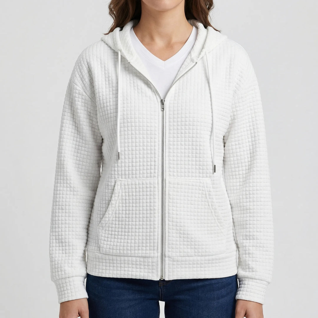 Wafflux - Full-Zip Waffle-Knit Hooded Jacket