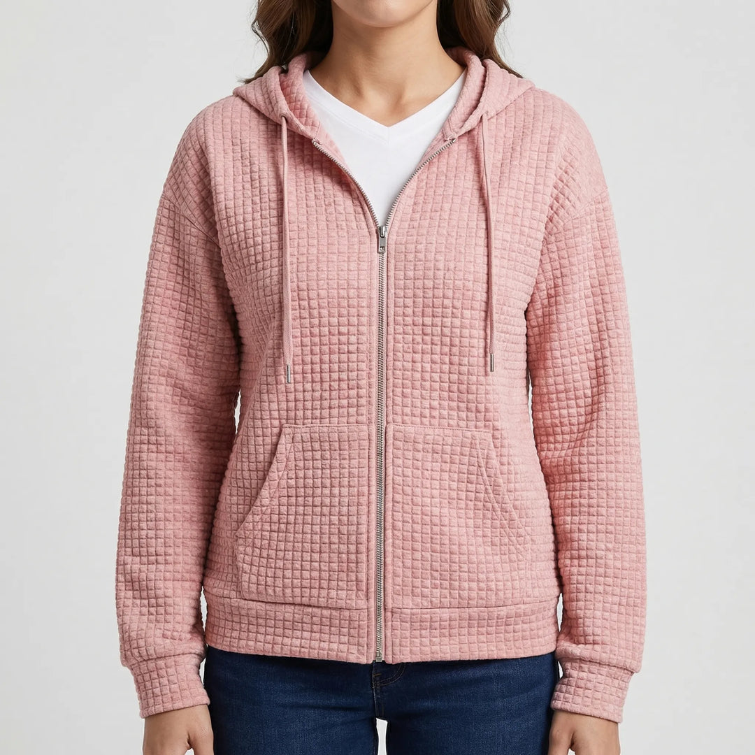Wafflux - Full-Zip Waffle-Knit Hooded Jacket