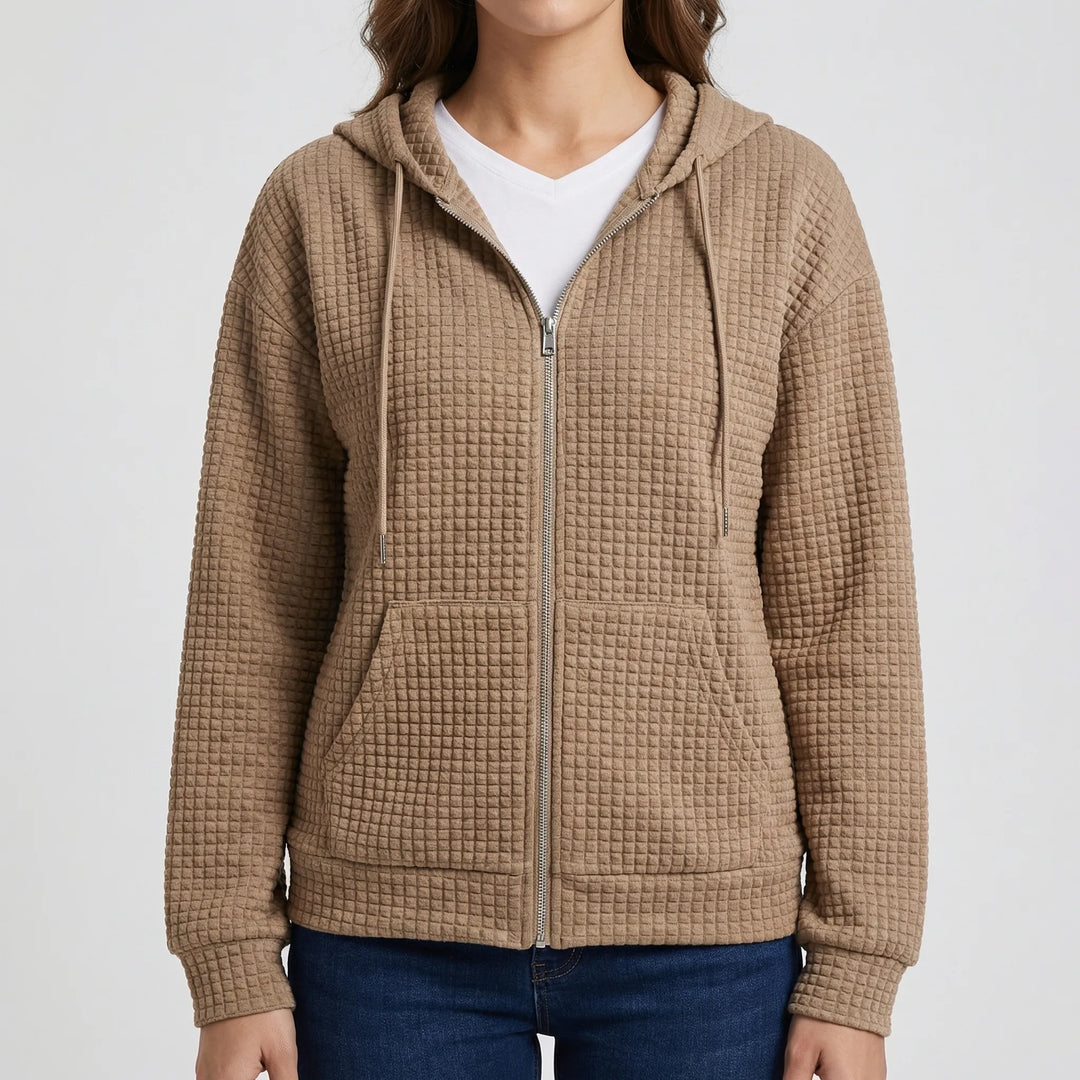 Wafflux - Full-Zip Waffle-Knit Hooded Jacket