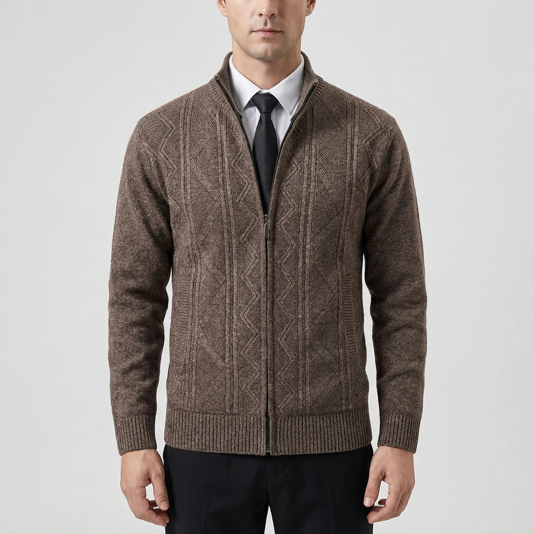 Warvex - Full-Zip Textured Knit Cardigan