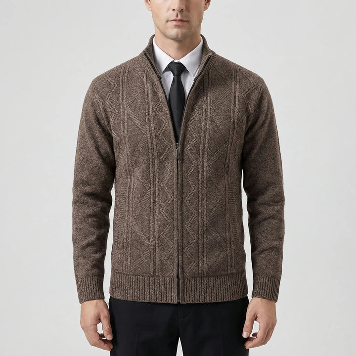 Warvex - Full-Zip Textured Knit Cardigan