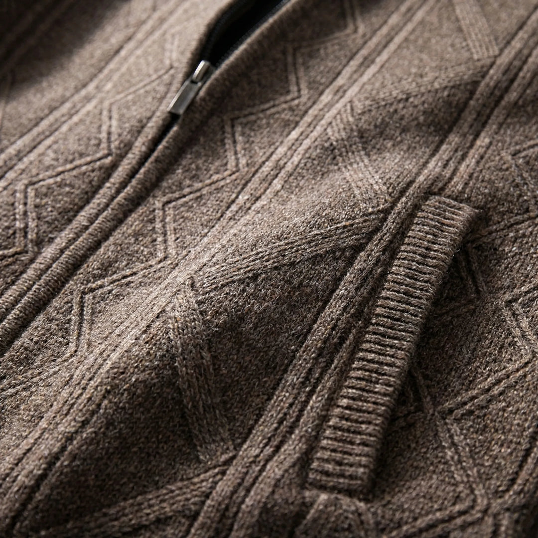 Warvex - Full-Zip Textured Knit Cardigan
