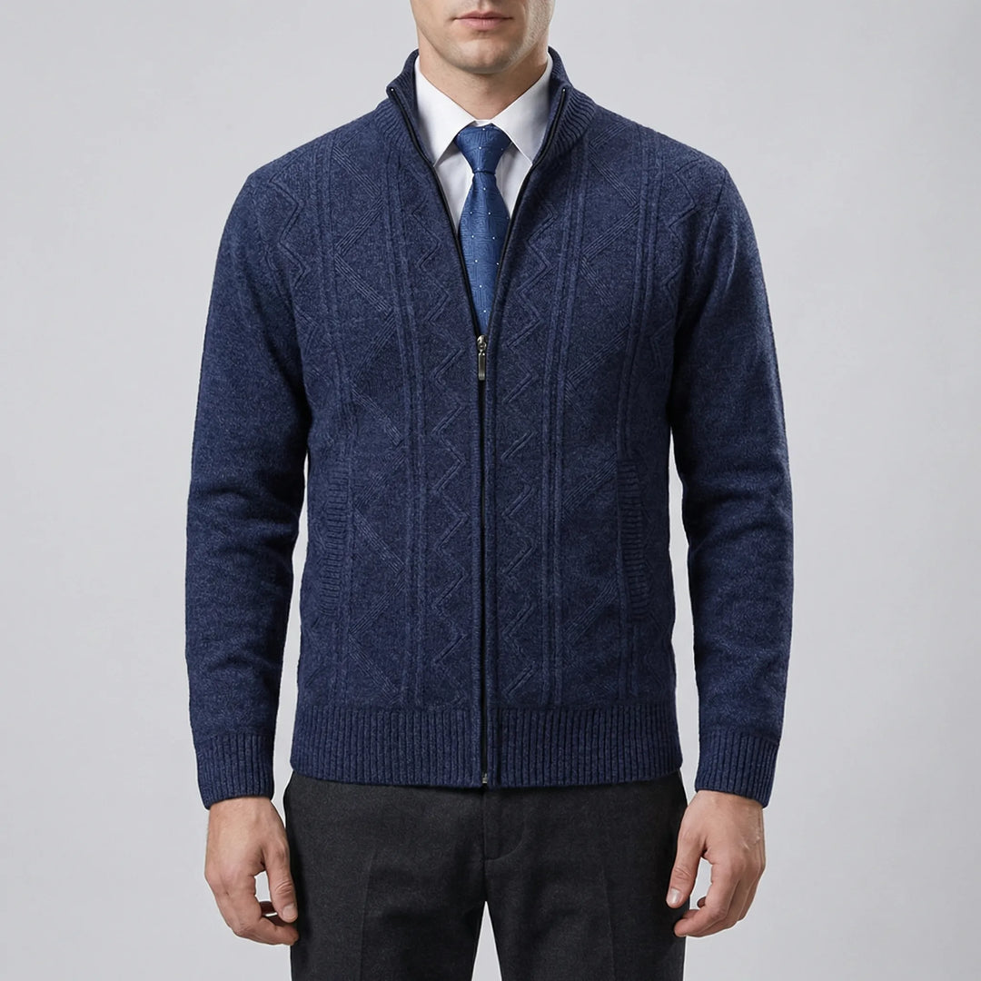 Warvex - Full-Zip Textured Knit Cardigan