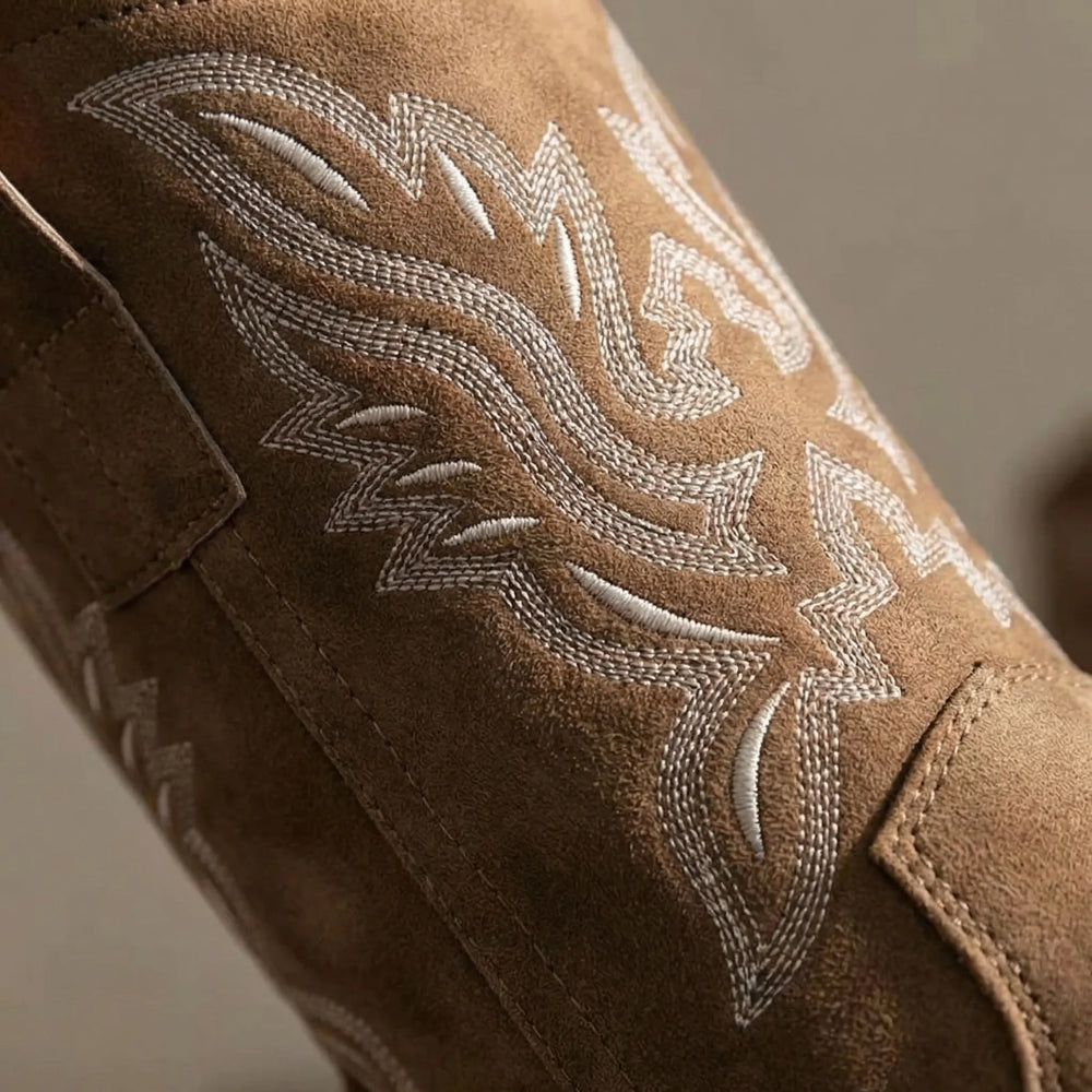 Westova - Embroidered Western Mid-Calf Pull-On Boot