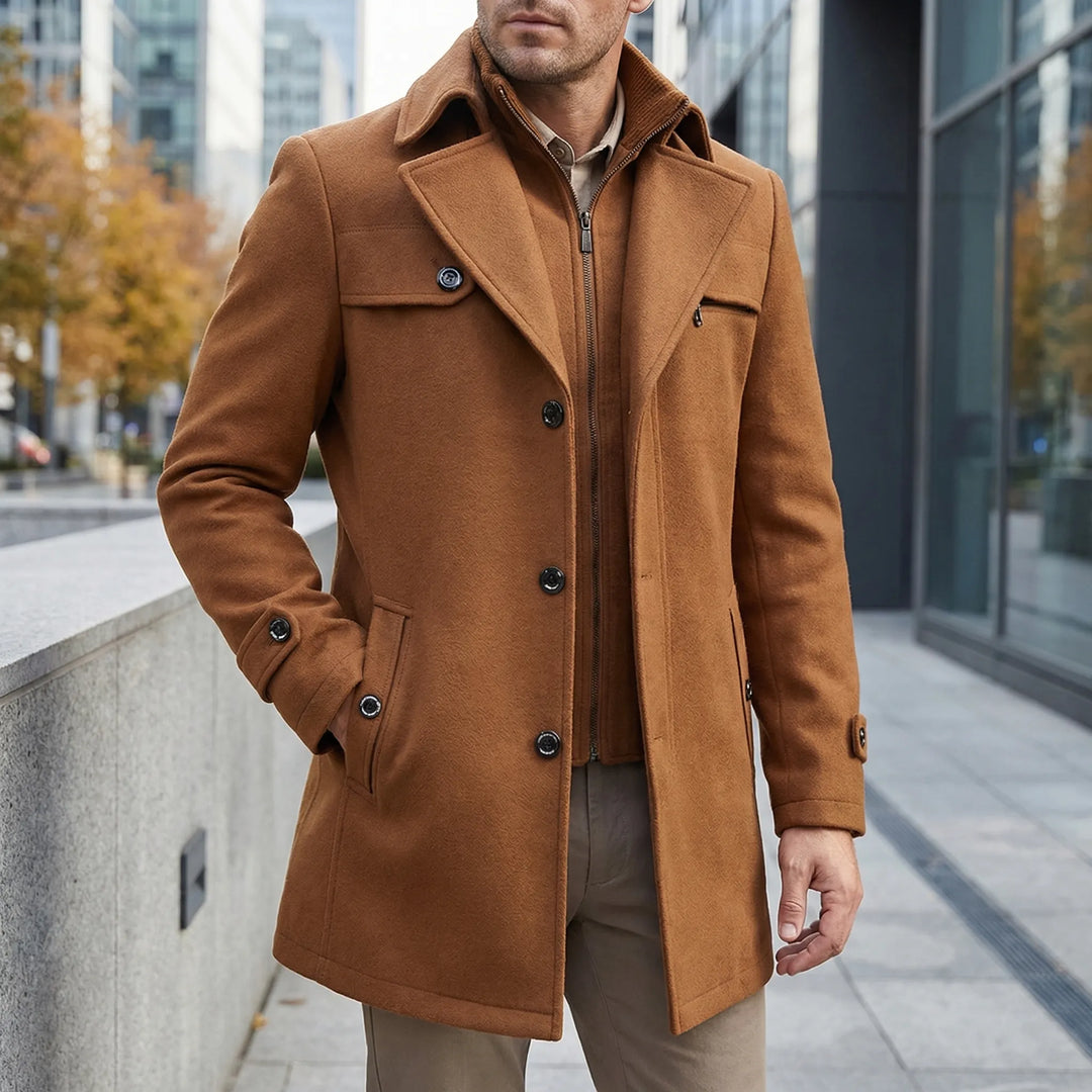 Wintovex - Mid-Length Button-Front Winter Coat