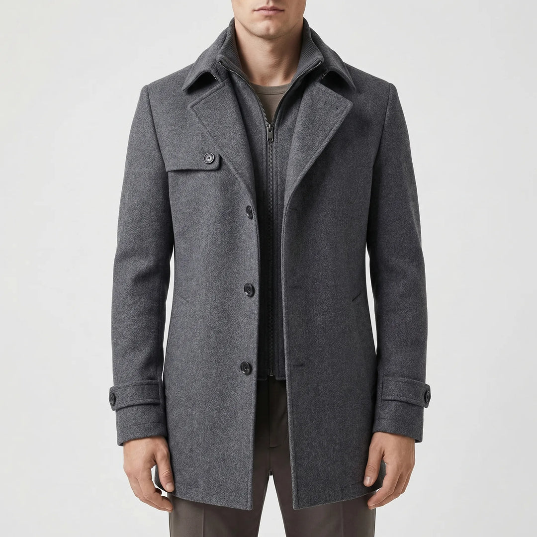 Wintovex - Mid-Length Button-Front Winter Coat