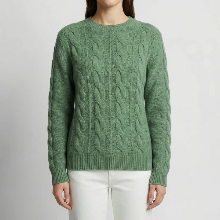 Wintrique - Cable-Knit Relaxed Crew Neck Sweater