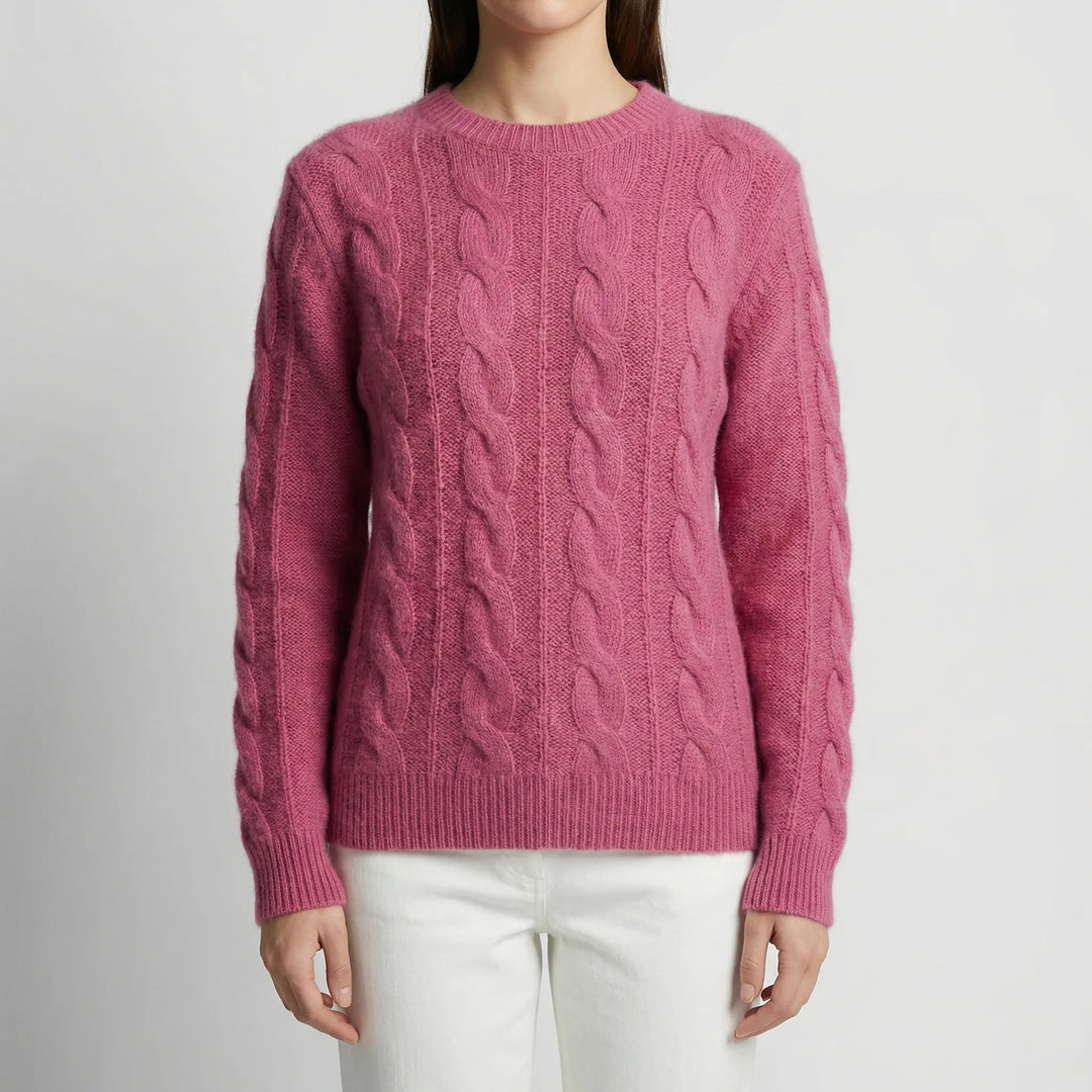 Wintrique - Cable-Knit Relaxed Crew Neck Sweater