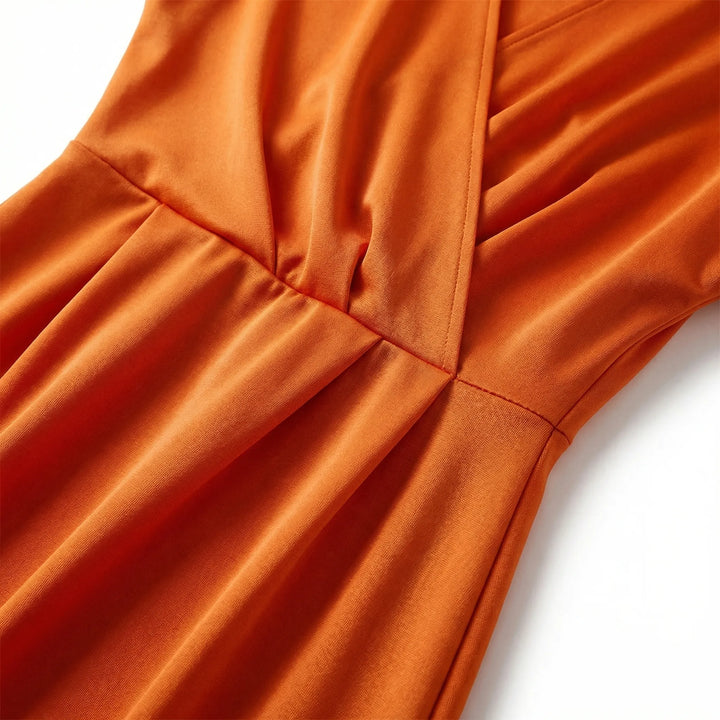 Wrapsova - Short-Sleeve Wrap-Style Midi Dress