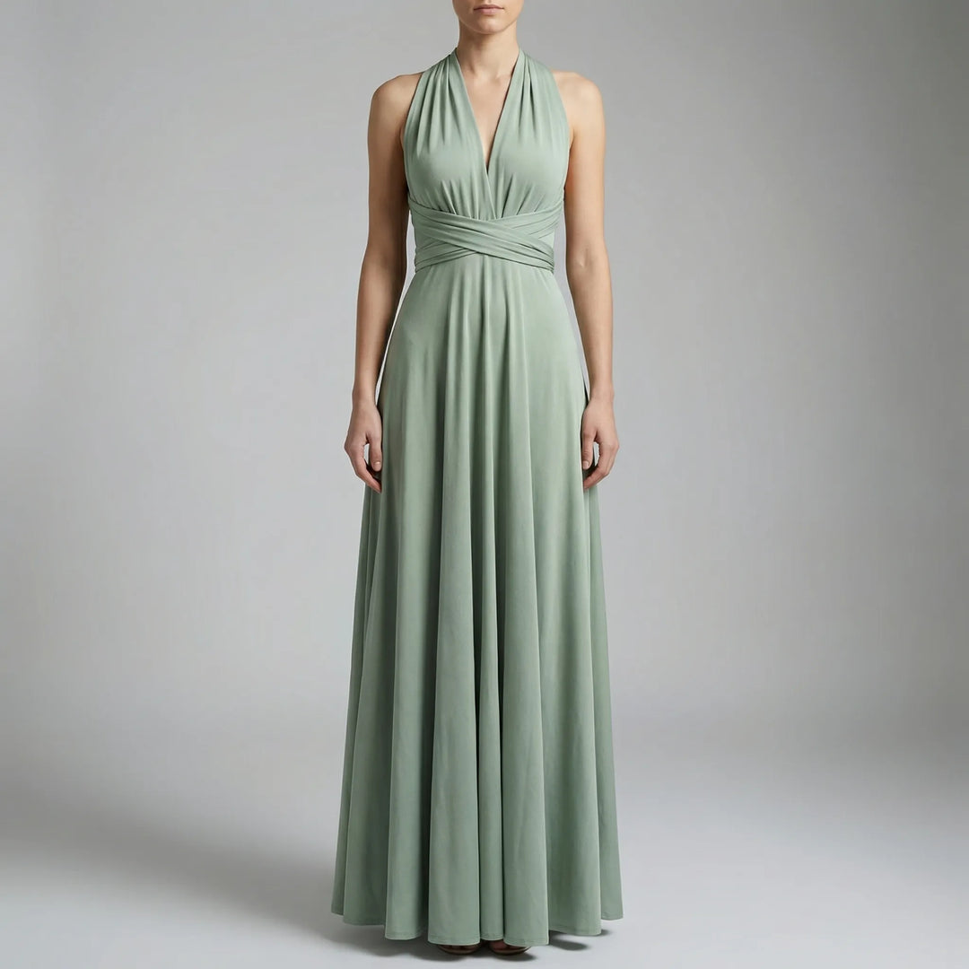 Wravelle - Adjustable Wrap Midi Dress For Women