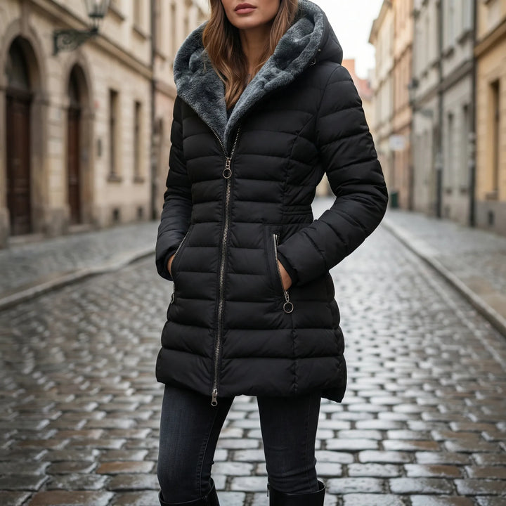 Wyntova - Quilted Hooded Mid-Length Winter Jacket