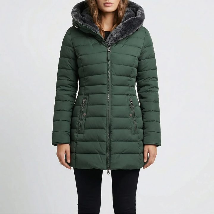 Wyntova - Quilted Hooded Mid-Length Winter Jacket