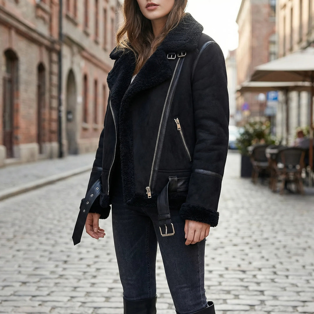 Zelvique - Shearling-Lined Moto-Style Jacket