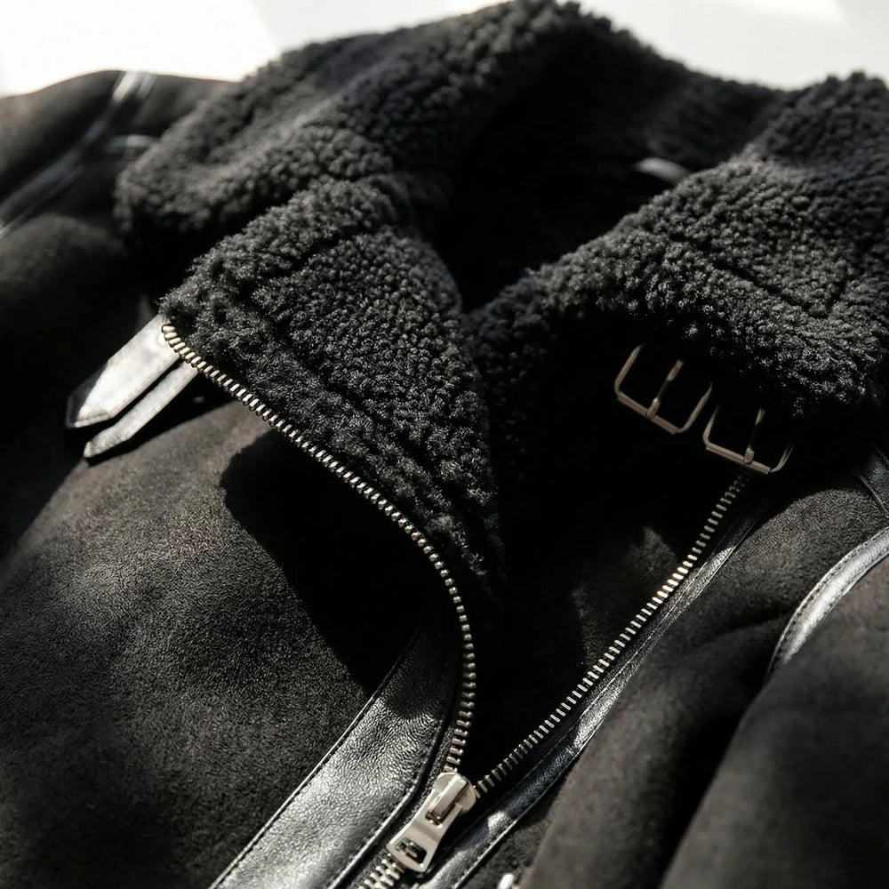 Zelvique - Shearling-Lined Moto-Style Jacket