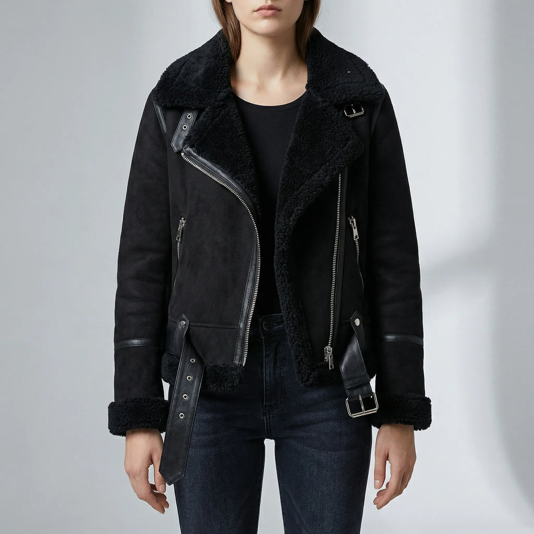 Zelvique - Shearling-Lined Moto-Style Jacket