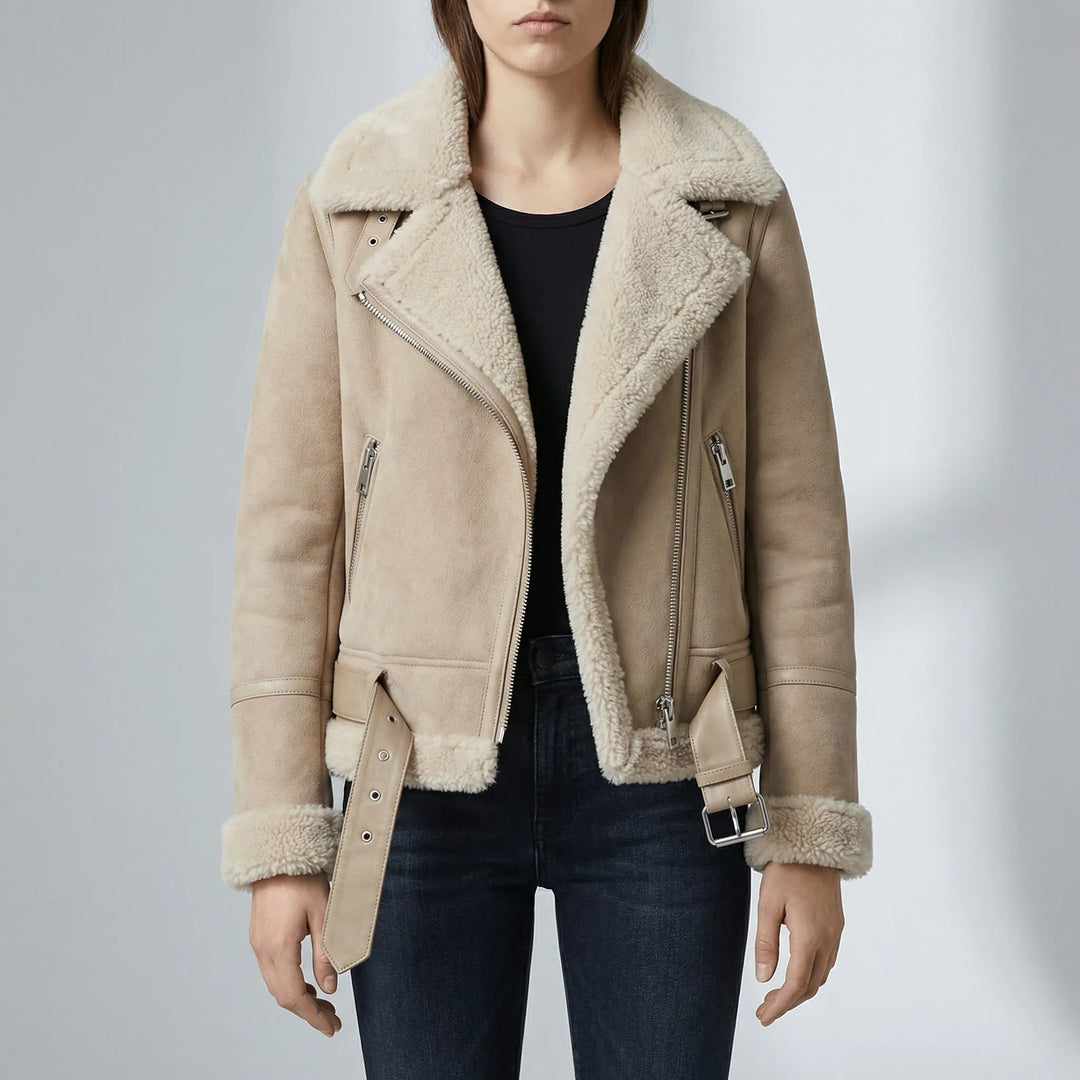 Zelvique - Shearling-Lined Moto-Style Jacket