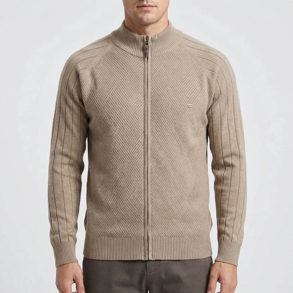 Zenvaro - Full-Zip Stand Collar Cardigan