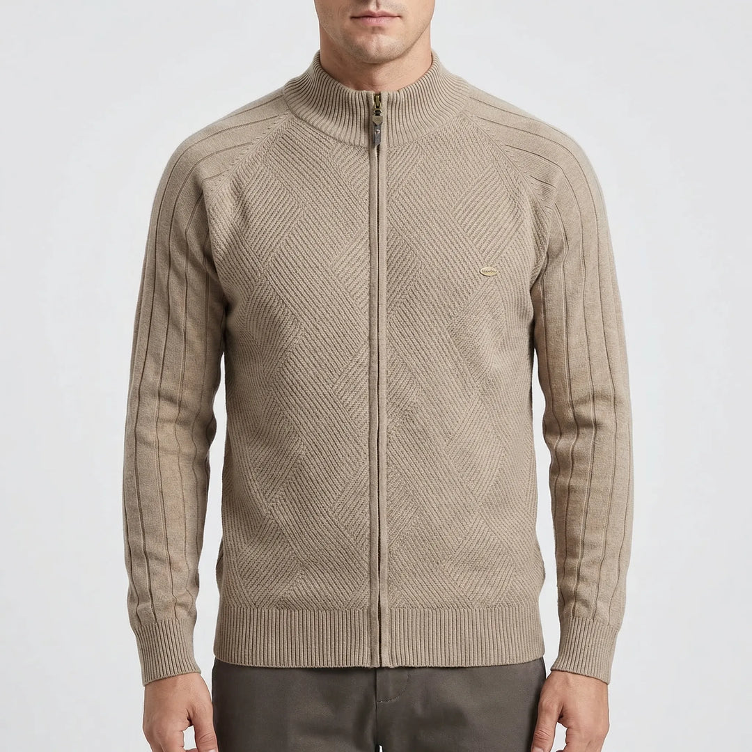 Zenvaro - Full-Zip Stand Collar Cardigan