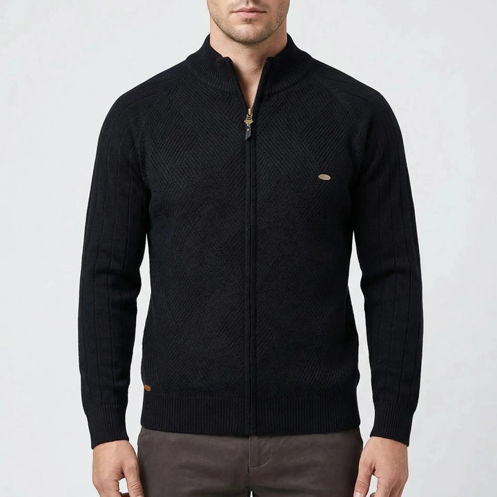 Zenvaro - Full-Zip Stand Collar Cardigan