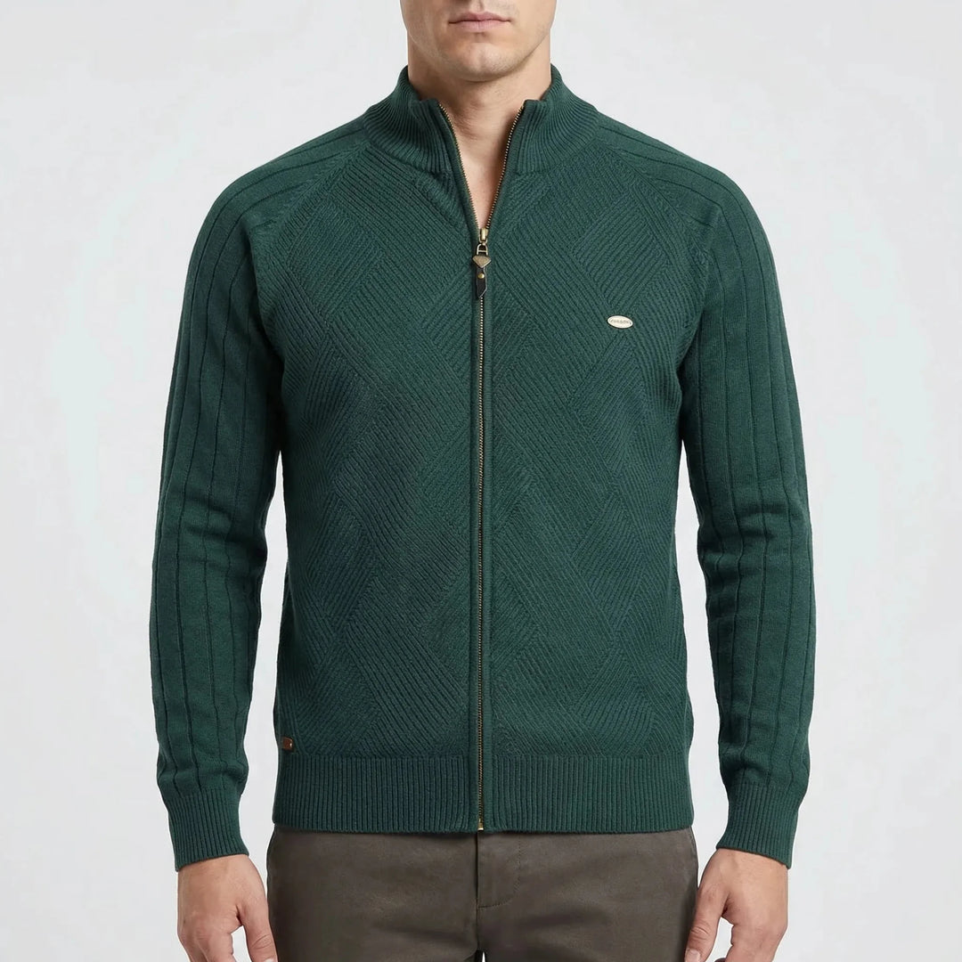 Zenvaro - Full-Zip Stand Collar Cardigan