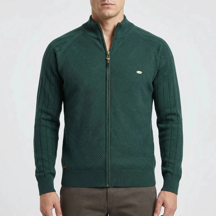 Zenvaro - Full-Zip Stand Collar Cardigan