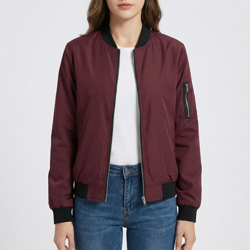 Zippova - Classic Zip-Up Bomber Jacket For Women