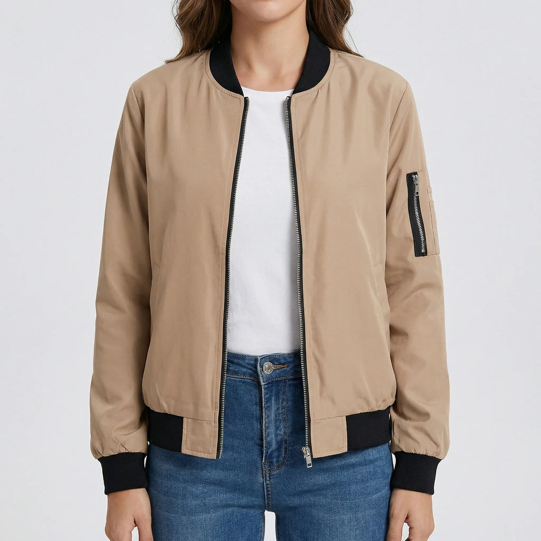 Zippova - Classic Zip-Up Bomber Jacket For Women