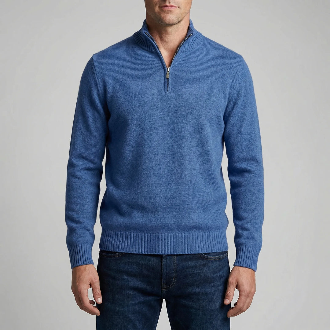 Ziptrek - Half-Zip Stand Collar Knit Sweater