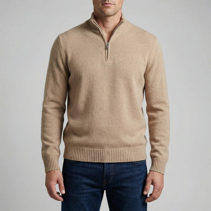 Ziptrek - Half-Zip Stand Collar Knit Sweater