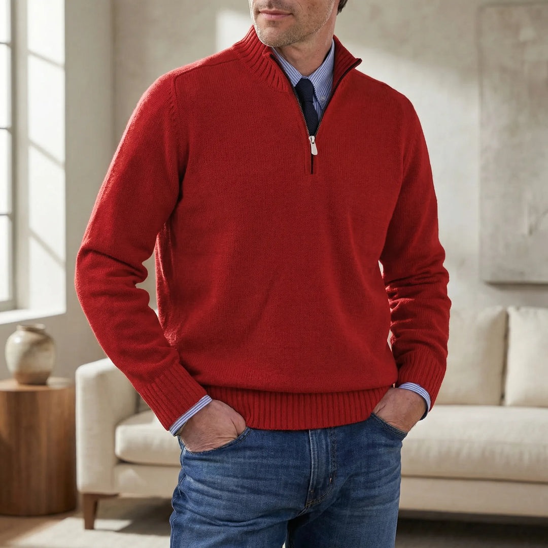 Ziptrek - Half-Zip Stand Collar Knit Sweater