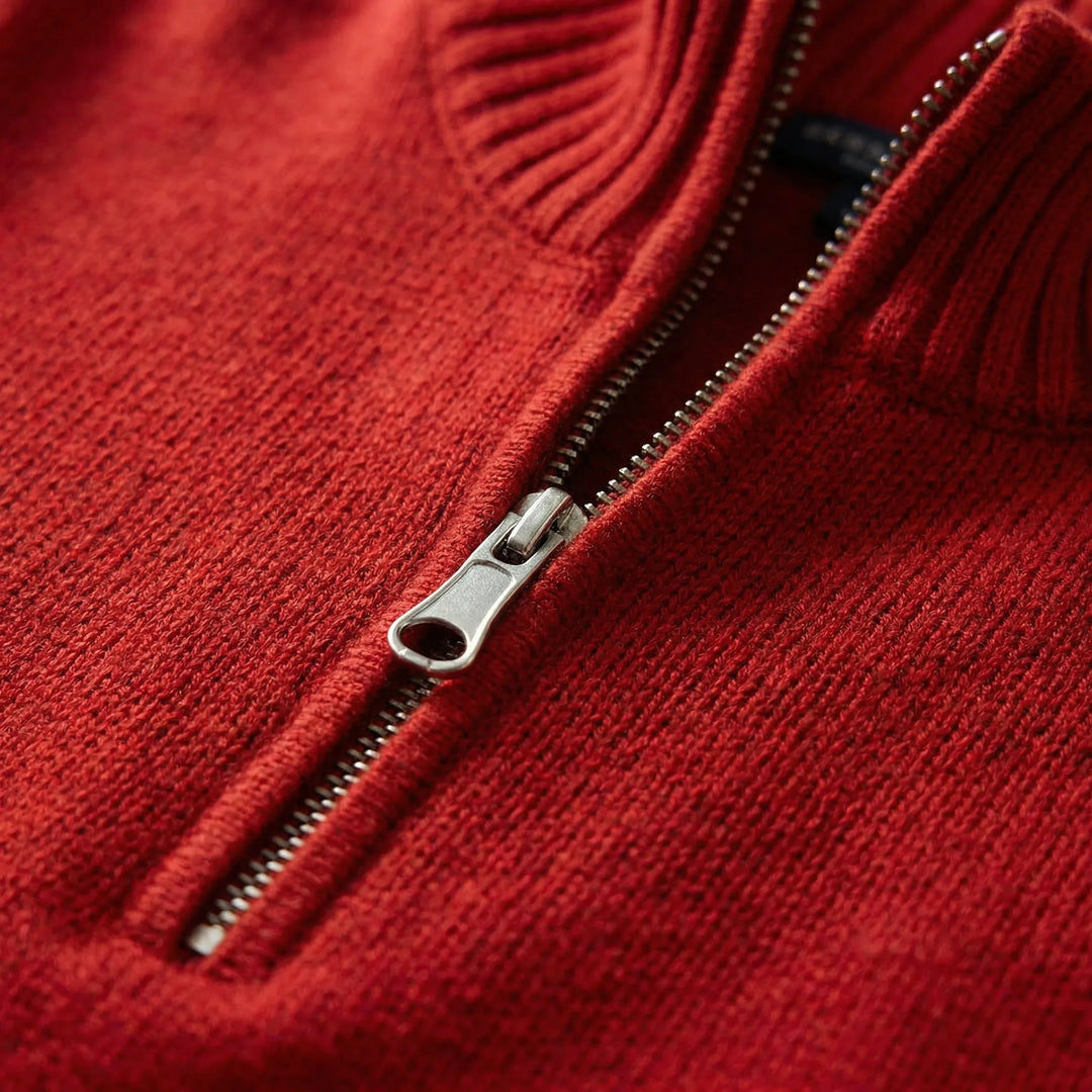 Ziptrek - Half-Zip Stand Collar Knit Sweater