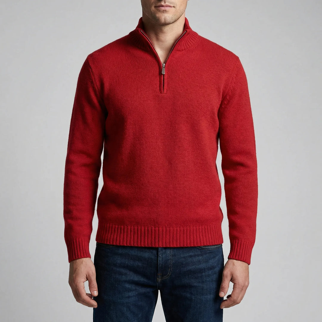Ziptrek - Half-Zip Stand Collar Knit Sweater