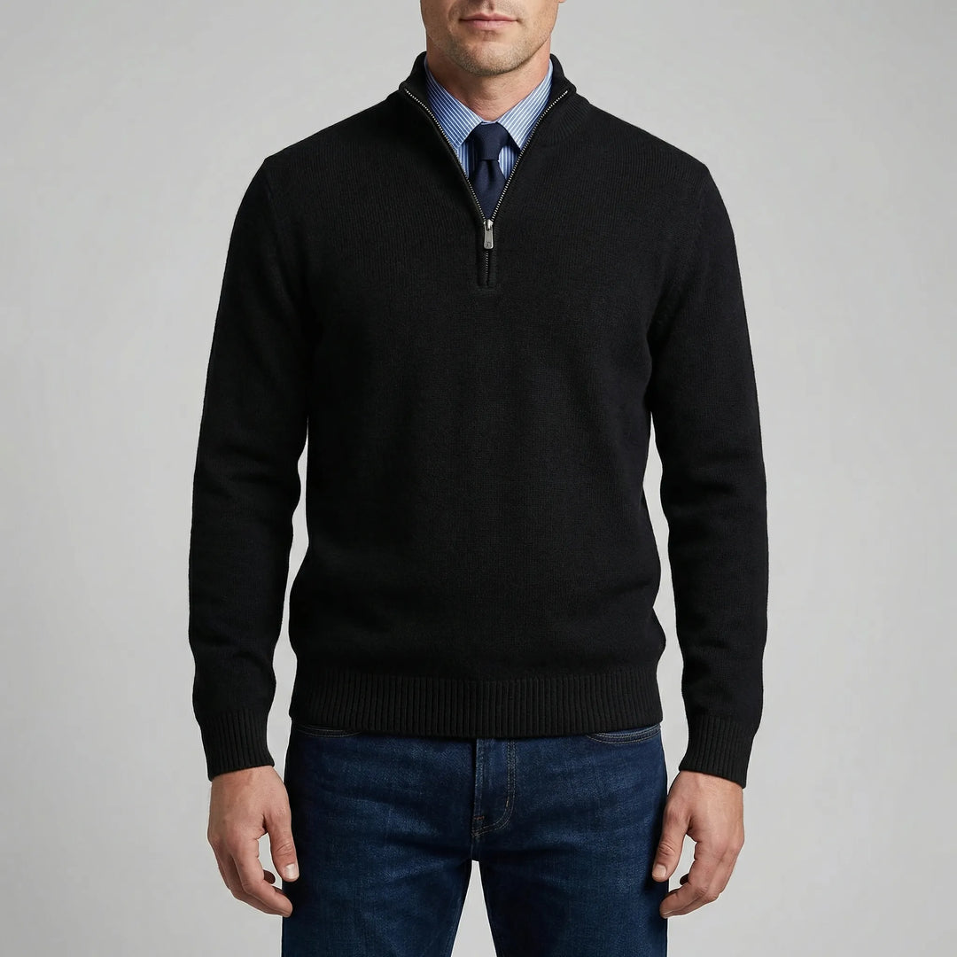 Ziptrek - Half-Zip Stand Collar Knit Sweater
