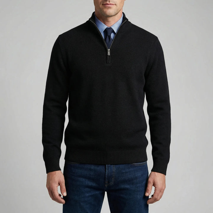 Ziptrek - Half-Zip Stand Collar Knit Sweater