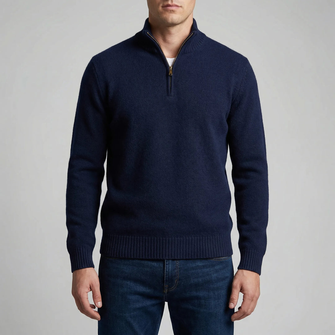 Ziptrek - Half-Zip Stand Collar Knit Sweater