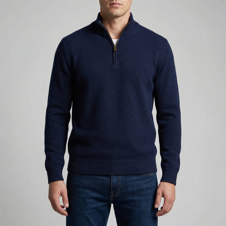 Ziptrek - Half-Zip Stand Collar Knit Sweater