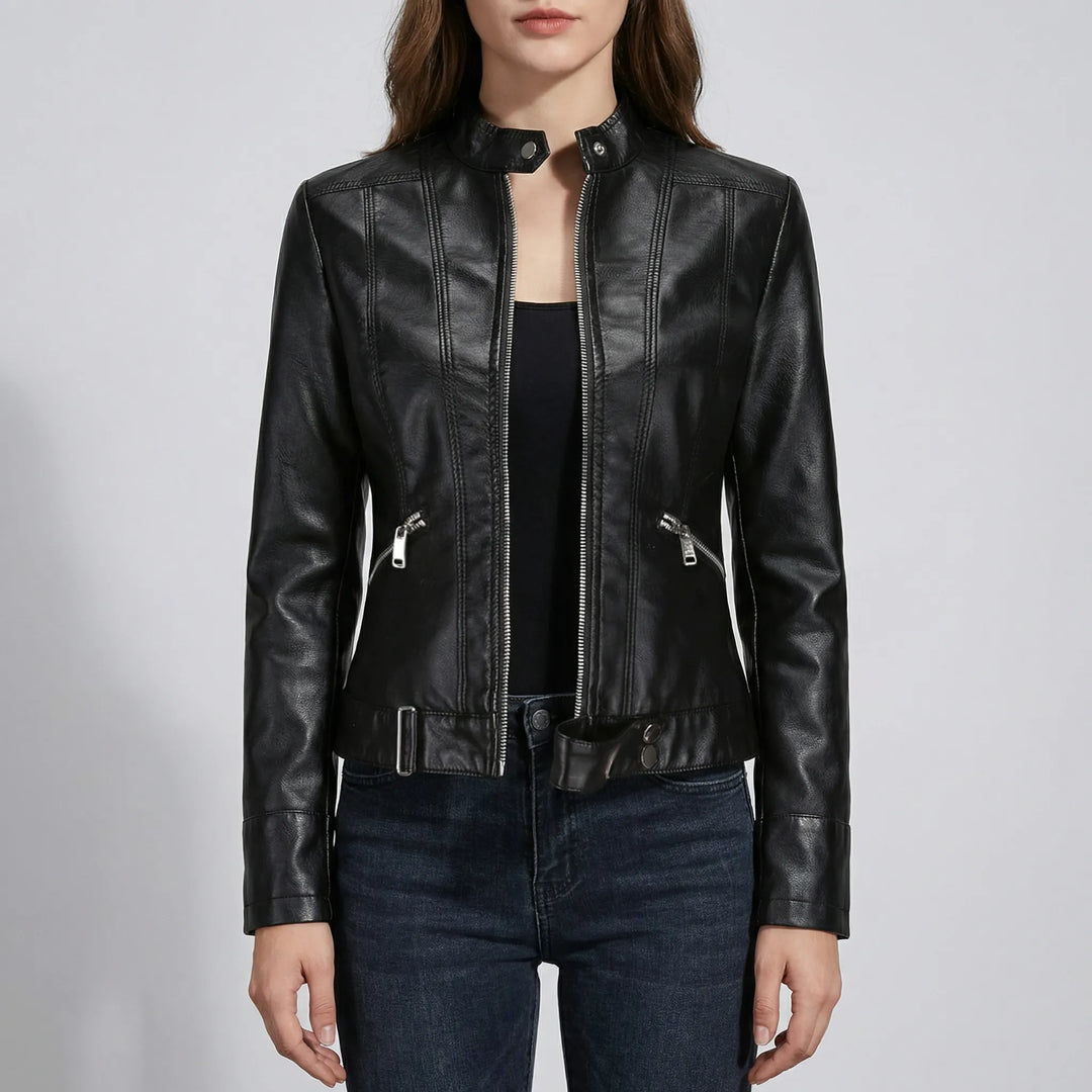 Zyndra - Structured Zip-Front Moto-Style Jacket