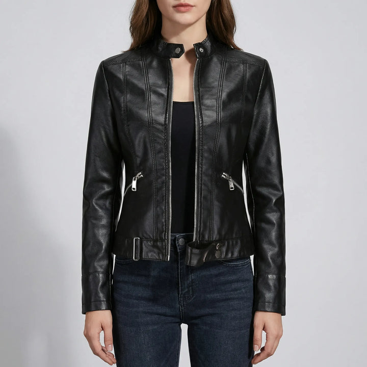 Zyndra - Structured Zip-Front Moto-Style Jacket