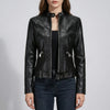 Strukturerad Dragkedja-fram Moto-stil Jacka