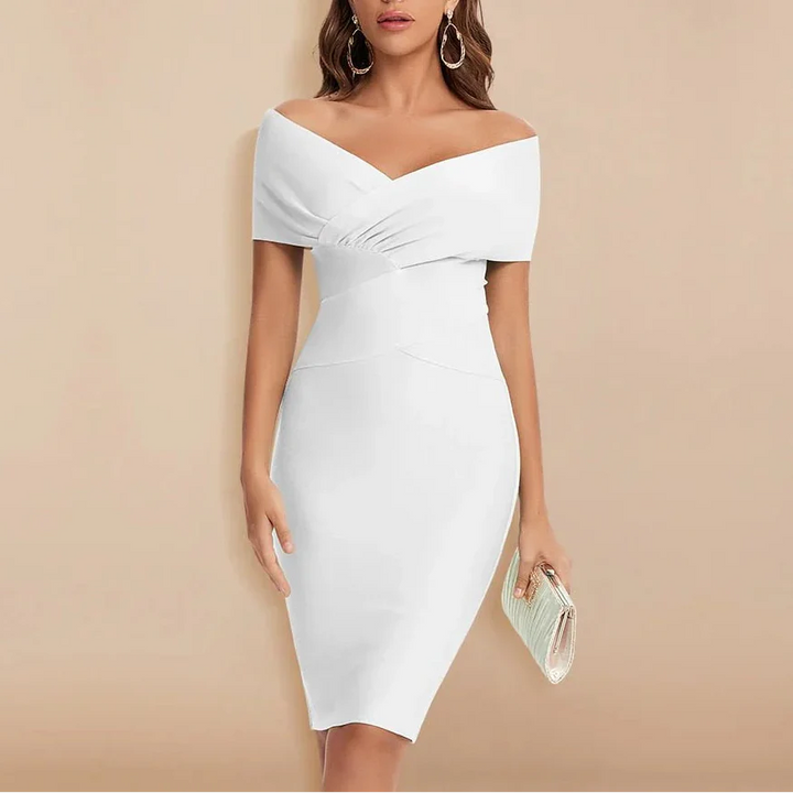 Off-Shoulder V-Neck Bandage Klänning