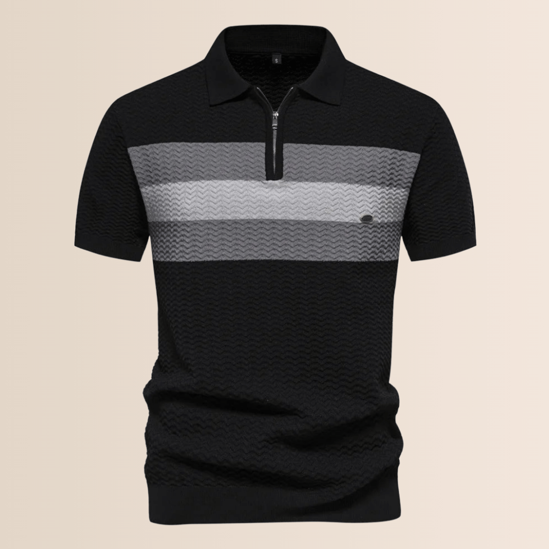 Randig stickad design polo skjorta för män