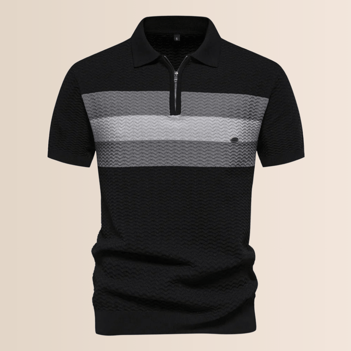Randig stickad design polo skjorta för män