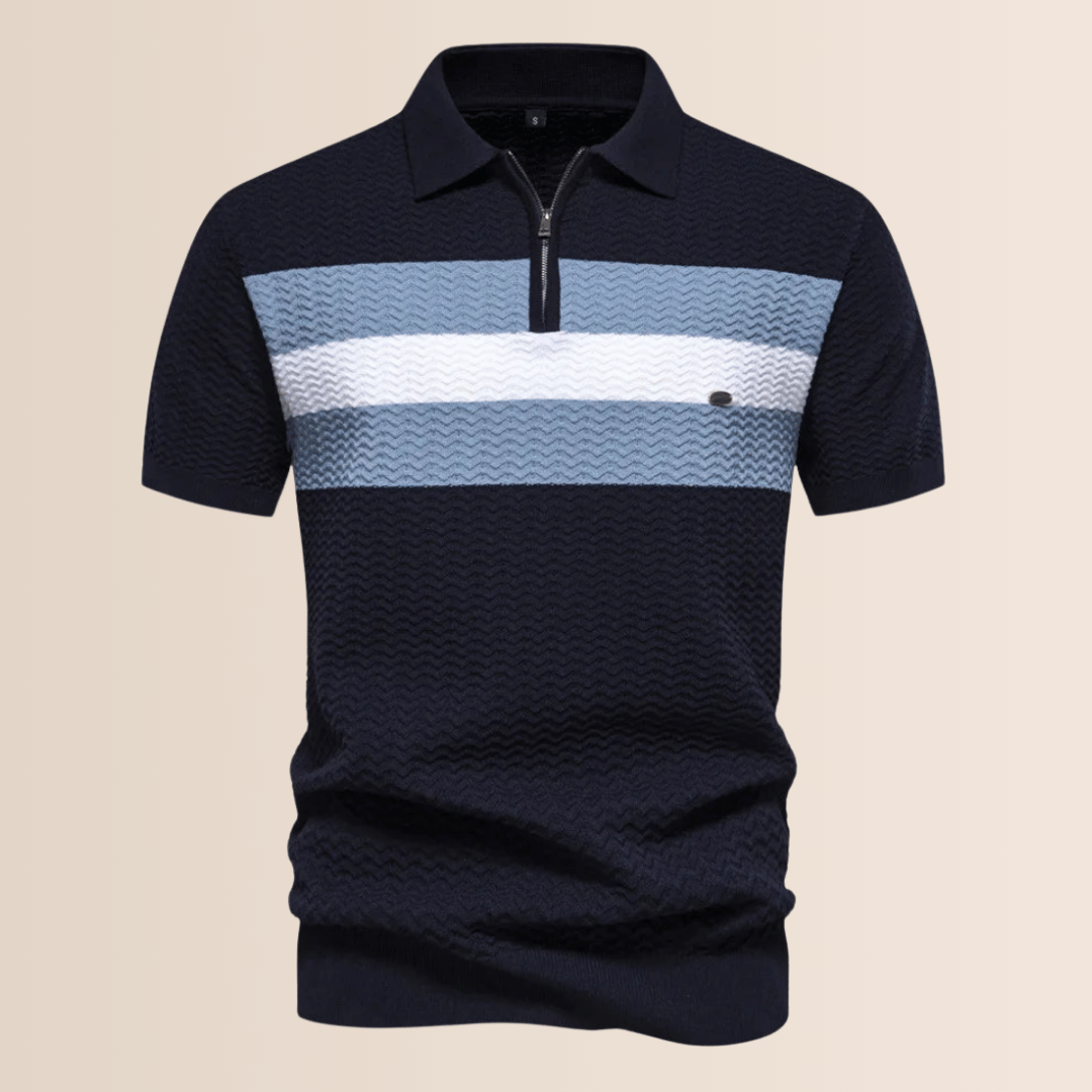 Randig stickad design polo skjorta för män