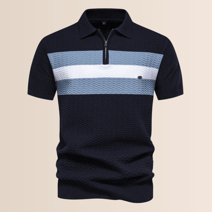 Randig stickad design polo skjorta för män