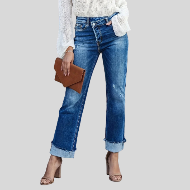 Kvinnors Asymmetriska Raka Jeans
