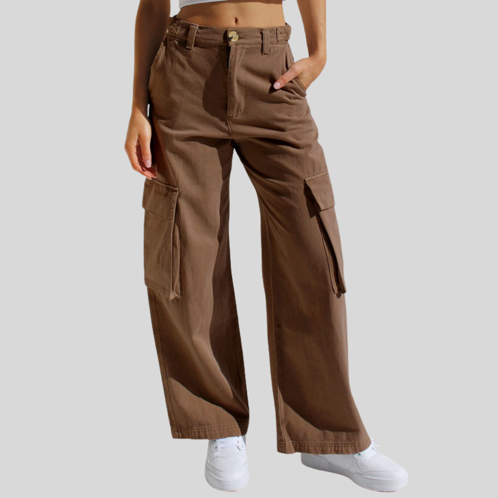 Trendy Hög Midja Cargo Jeans för Kvinnor